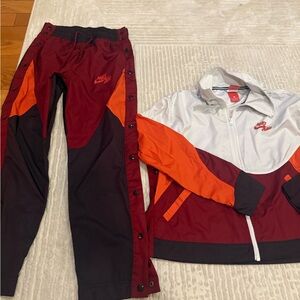 Nike Red and Orange Track Pants & Jacket Set
